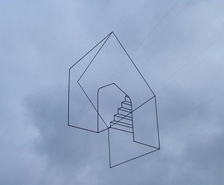 Photo of sculpture suspended above the Arts Centre